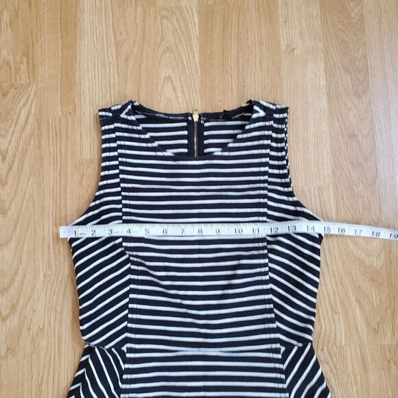 J Crew Paneled Stripe Fit & Flare Striped Mini Dress - size 00 in Black/White. - Picture 10 of 14